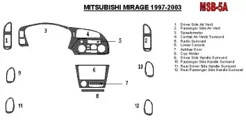 Mitsubishi Mirage 1997-2003 Full Set, 2 & 4 Doors Cruscotto BD Rivestimenti interni