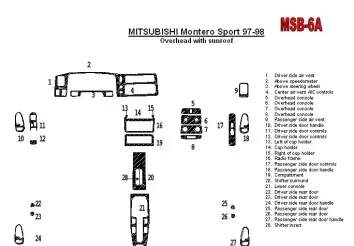 Mitsubishi Pajero Sport/Montero Sport 1998-2008 With Overhead, With Sunroof, 28 Parts set Cruscotto BD Rivestimenti interni