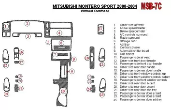 Mitsubishi Pajero Sport/Montero Sport 1998-2008 Without Overhead, 24 Parts set Cruscotto BD Rivestimenti interni