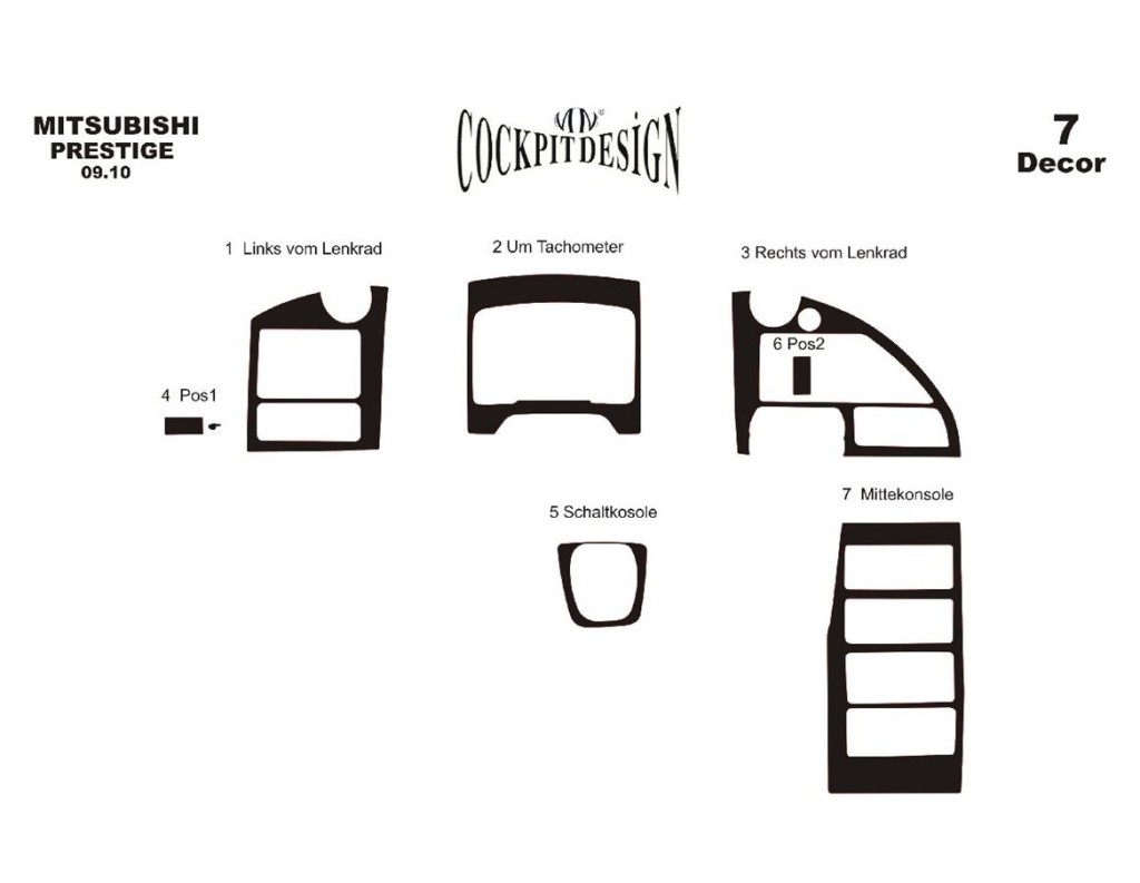 Mitsubishi Temsa Prestige 09.2010 Kit Rivestimento Cruscotto all'interno del veicolo Cruscotti personalizzati 7-Decori
