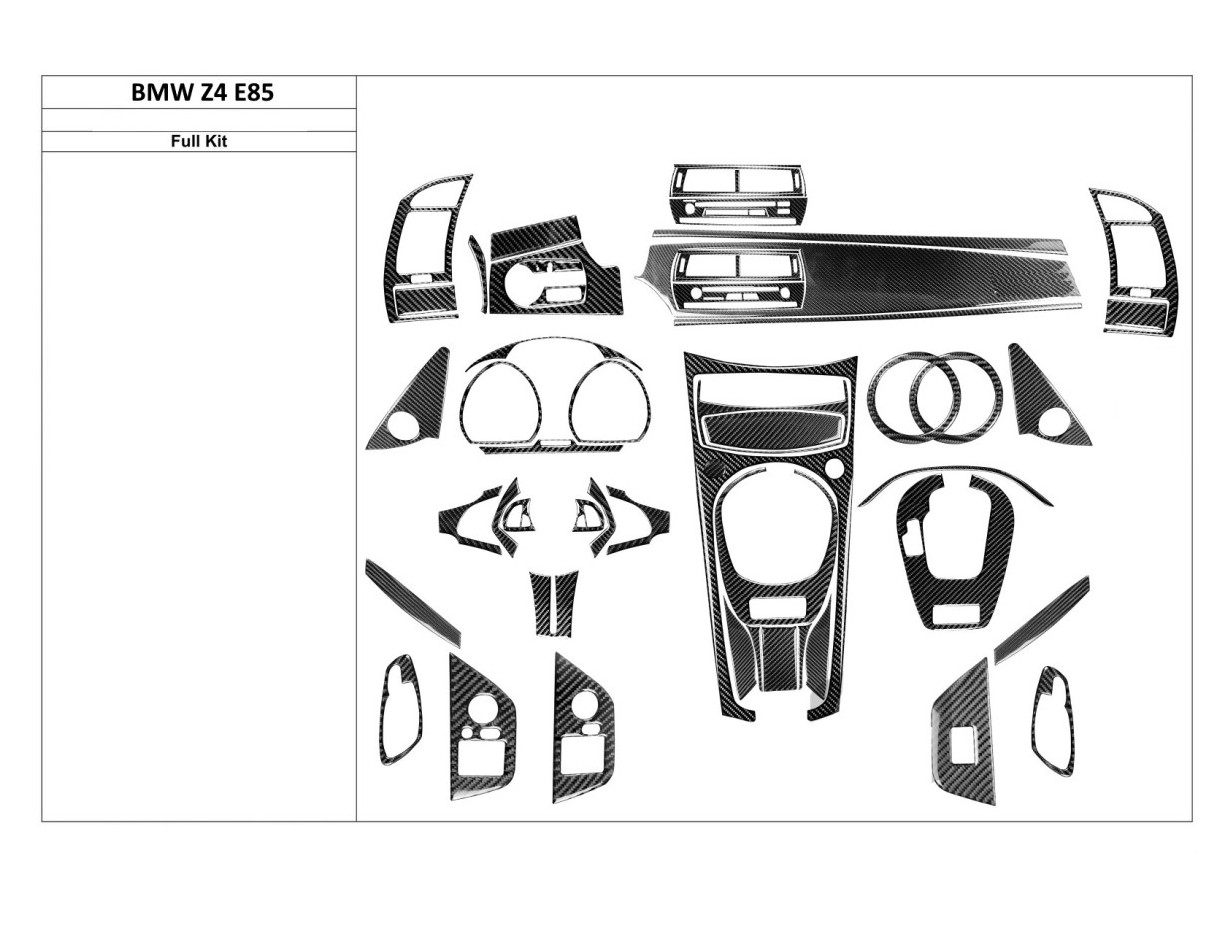 BMW Z4 E85 2003-2008 Kit Rivestimento Cruscotto all'interno del veicolo Cruscotti personalizzati 54-Decori BMW Z4 E85 2003-2008 Kit Rivestimento Cruscotto all'interno del veicolo Cruscotti personalizzati 54-Decori