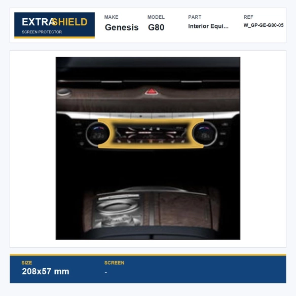 Genesis G80 Interior Equipment ExtraShield Screen Protector