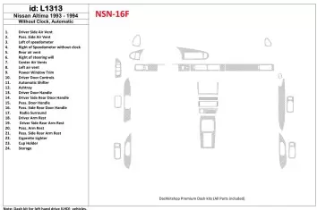 Nissan Altima 1993-1993 Automatic Gearbox, Without watches, Without OEM, 23 Parts set Cruscotto BD Rivestimenti interni