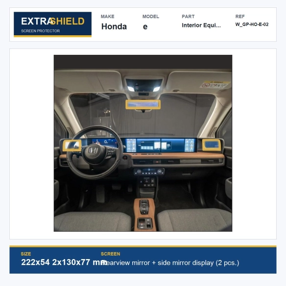 Honda e Interior Equipment ExtraShield Screen Protector