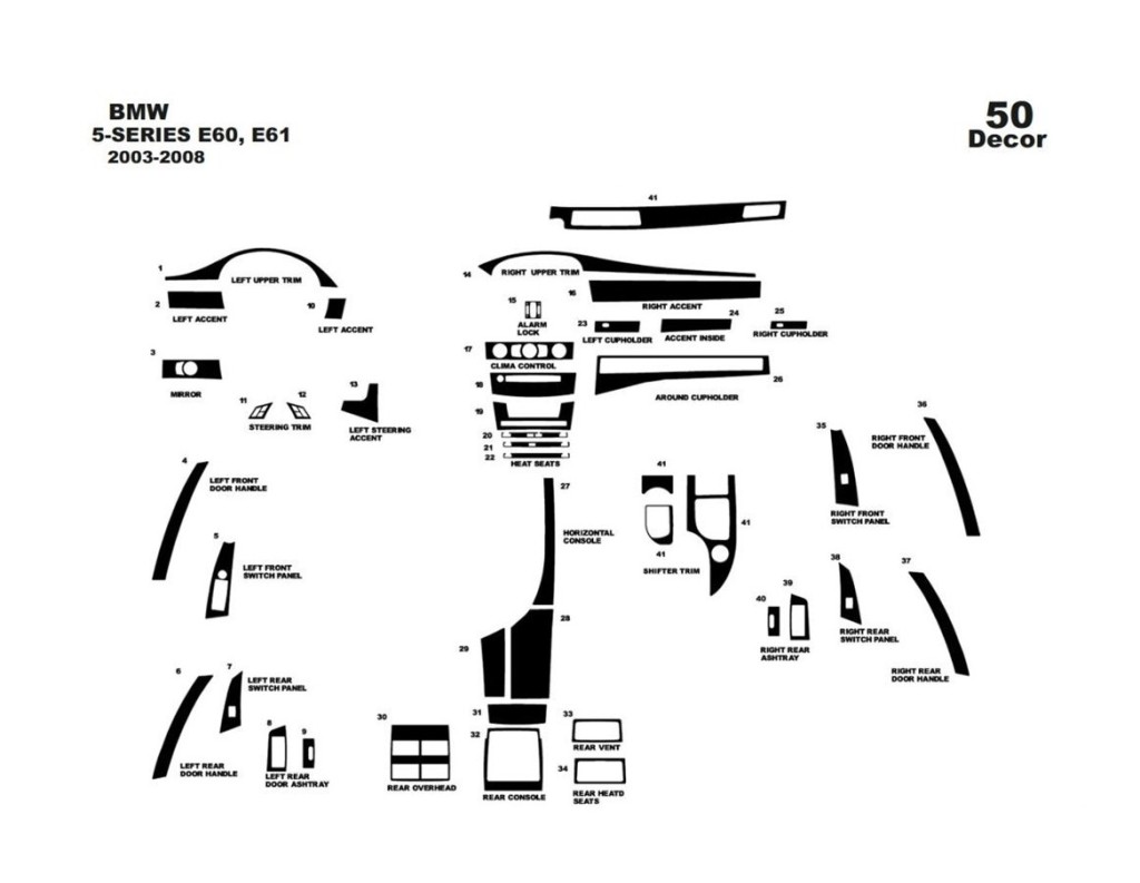 BMW-Series E60 2003-2008 Kit Rivestimento Cruscotto all'interno del veicolo Cruscotti personalizzati 24-Decori