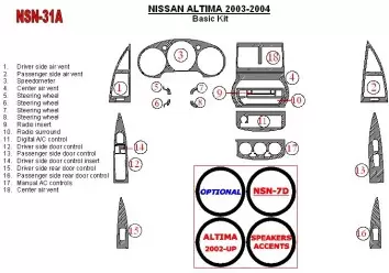 Nissan Altima 2003-2004 Basic Set Cruscotto BD Rivestimenti interni