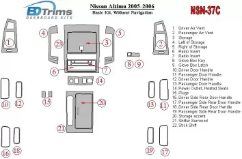 Nissan Altima 2005-2006 Basic Set Cruscotto BD Rivestimenti interni