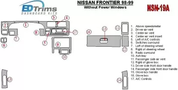 Nissan Frontier 1998-1999 Without Power Windows Cruscotto BD Rivestimenti interni