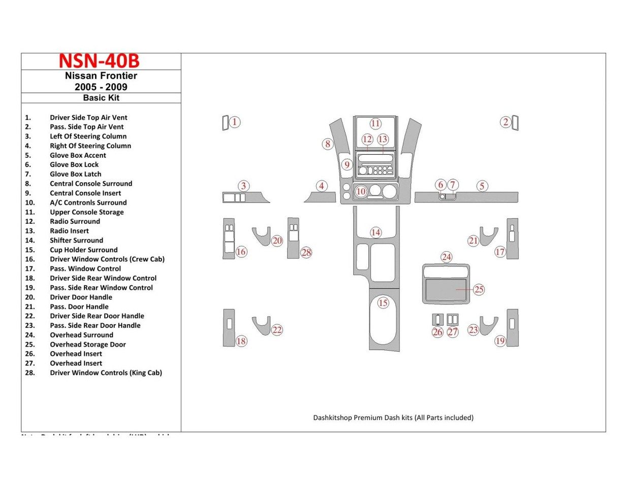 Nissan Frontier 2005-UP Basic Set Cruscotto BD Rivestimenti interni