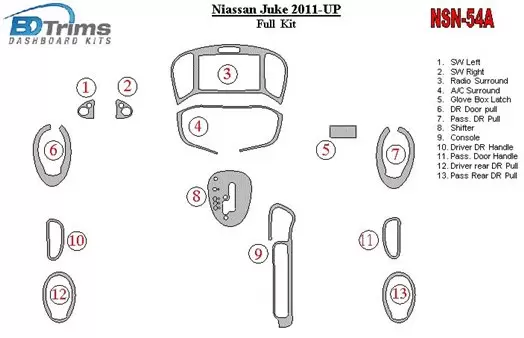 Nissan Juke 2011-UP Cruscotto BD Rivestimenti interni