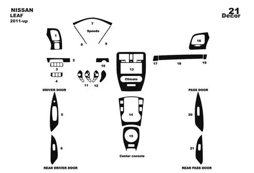 Nissan Maxima 02.95-01.00 Kit Rivestimento Cruscotto all'interno del veicolo Cruscotti personalizzati 15-Decori