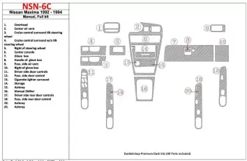 Nissan Maxima 1989-1991 Full Set, Manual Gearbox, 20 Parts set Cruscotto BD Rivestimenti interni