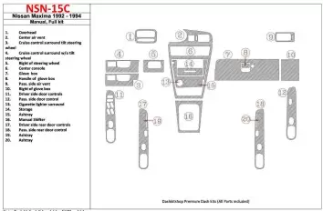Nissan Maxima 1992-1994 Manual Gearbox, Full Set, 20 Parts set Cruscotto BD Rivestimenti interni