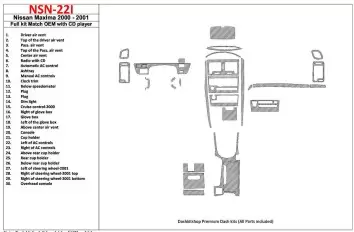 Nissan Maxima 2000-2001 Door panels, 4 Parts set Cruscotto BD Rivestimenti interni