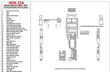 Nissan Maxima 2000-2001 Full Set, Automatic Gearbox, Radio With CD Player, 39 Parts set Cruscotto BD Rivestimenti interni