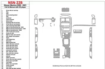 Nissan Maxima 2000-2001 Full Set, Manual Gearbox, Radio With CD Player, 39 Parts set Cruscotto BD Rivestimenti interni