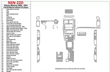 Nissan Maxima 2000-2001 Full Set, Manual Gearbox, Radio Without CD Player, 40 Parts set Cruscotto BD Rivestimenti interni