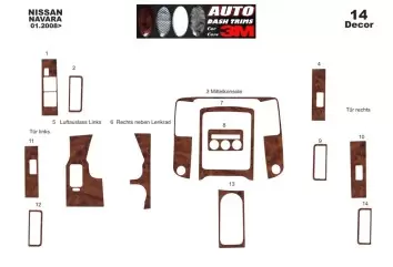 Nissan Navara D40 01.2010 Kit Rivestimento Cruscotto all'interno del veicolo Cruscotti personalizzati 16-Decori Nissan Navara D40 01.2010 Kit Rivestimento Cruscotto all'interno del veicolo Cruscotti personalizzati 16-Decori