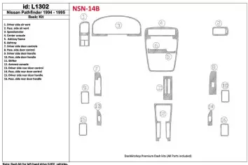 Nissan Pathfinder 1994-1995 Basic Set, 16 Parts set Cruscotto BD Rivestimenti interni