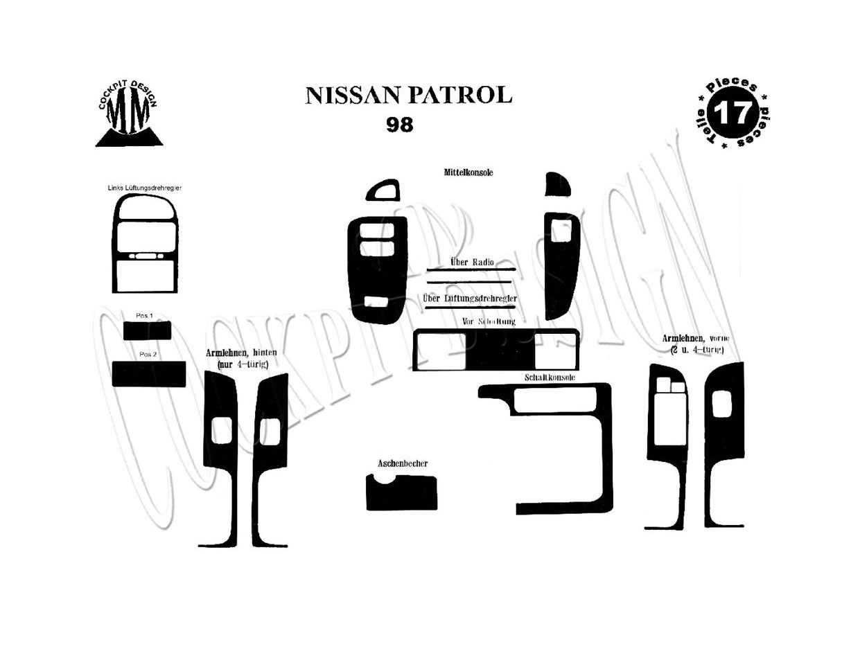 Nissan Patrol 03.1998 Kit Rivestimento Cruscotto all'interno del veicolo Cruscotti personalizzati 17-Decori