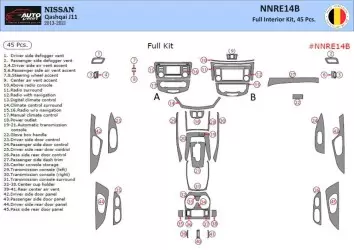Nissan Qashqai 2013–2021 Kit Rivestimento Cruscotto all'interno del veicolo Cruscotti personalizzati 45-Decori