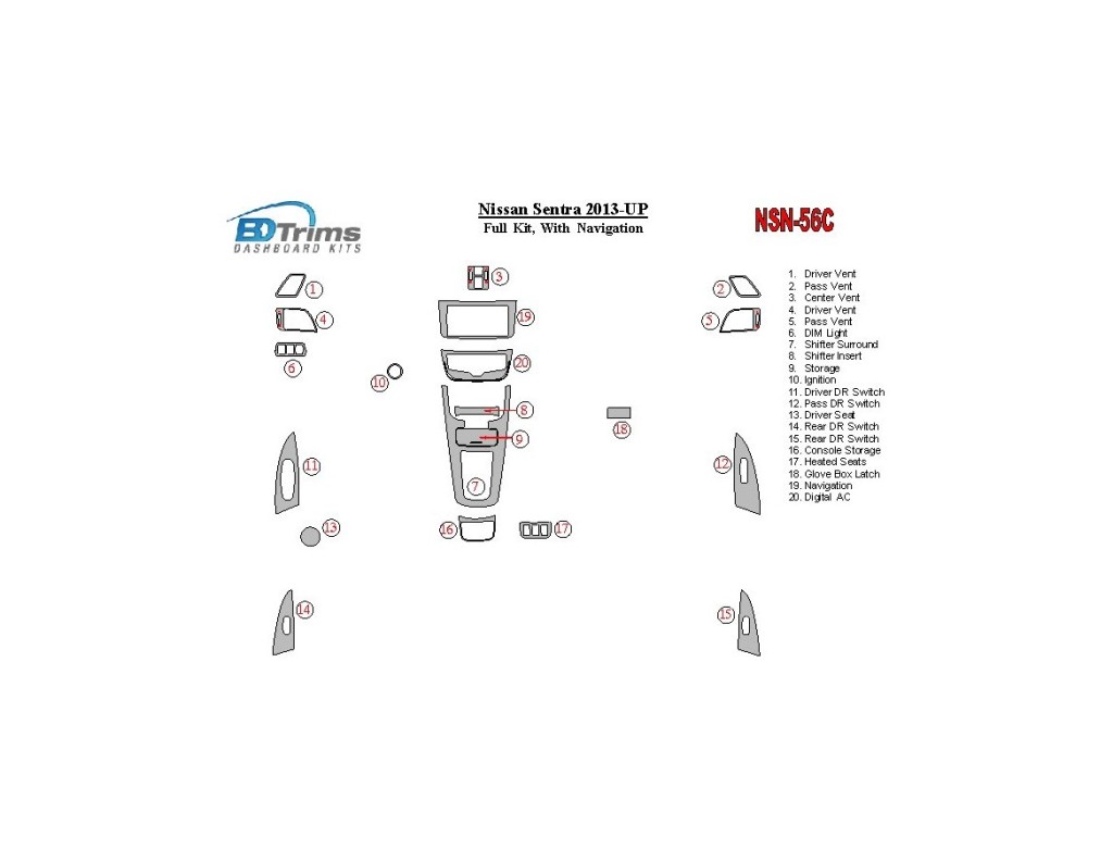 Nissan Sentra 2013-UP With NAVI Cruscotto BD Rivestimenti interni Nissan Sentra 2013-UP With NAVI Cruscotto BD Rivestimenti interni