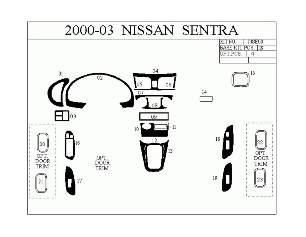 Nissan Sentra 95-97 Kit Rivestimento Cruscotto all'interno del veicolo Cruscotti personalizzati 10-Decori