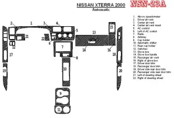 Nissan Xterra 2000-2000 Automatic Gearbox 22 Parts set Cruscotto BD Rivestimenti interni