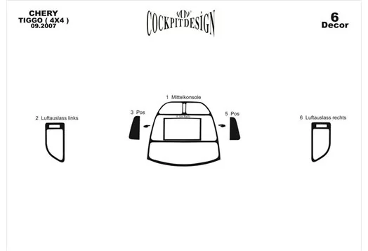 Chery Tiggo 4x4 09.2007 Kit Rivestimento Cruscotto all'interno del veicolo Cruscotti personalizzati 6-Decori