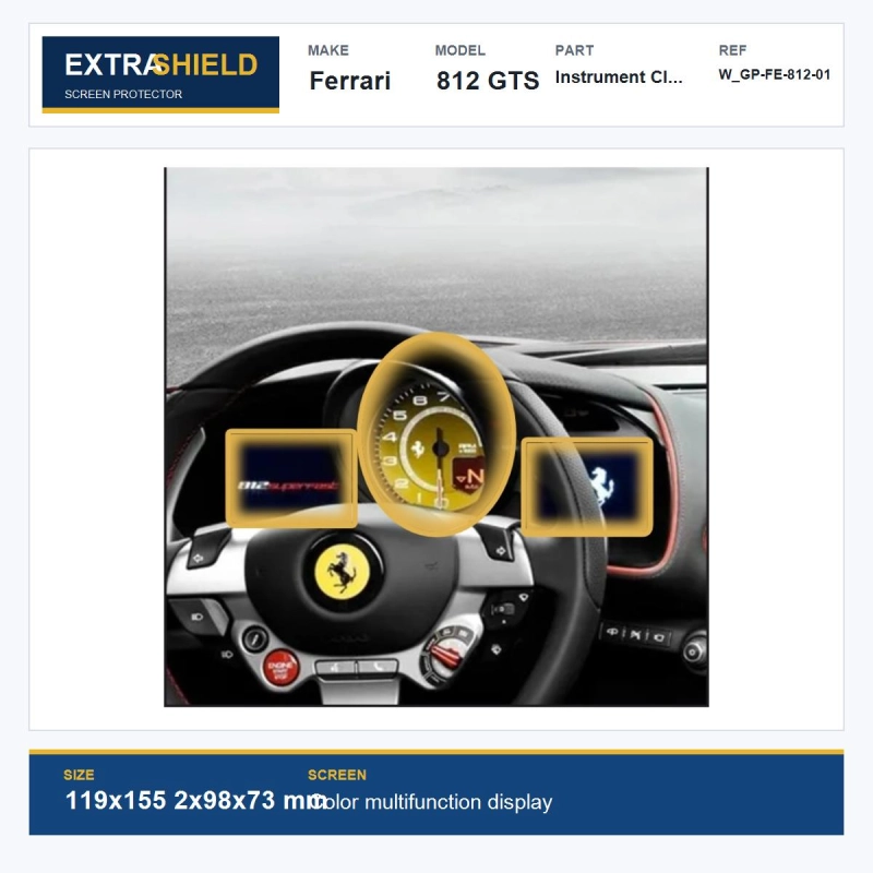 Ferrari 812 GTS Instrument Cluster ExtraShield Screen Protector