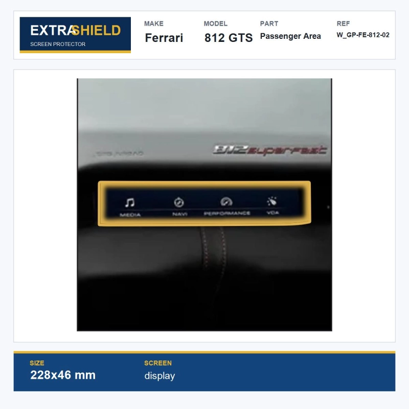 Ferrari 812 GTS Passenger Area ExtraShield Screen Protector