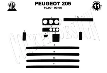Peugeot 205 10.90 - 09.95 Kit Rivestimento Cruscotto all'interno del veicolo Cruscotti personalizzati 11-Decori