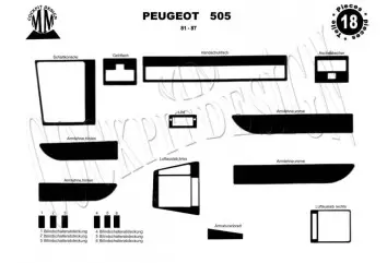 Peugeot 505 01.81 - 12.87 Kit Rivestimento Cruscotto all'interno del veicolo Cruscotti personalizzati 18-Decori