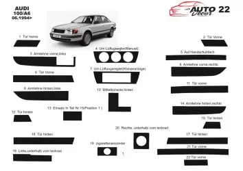 Audi 100 A6 10.90 - 03.97 Kit Rivestimento Cruscotto all'interno del veicolo Cruscotti personalizzati 22-Decori