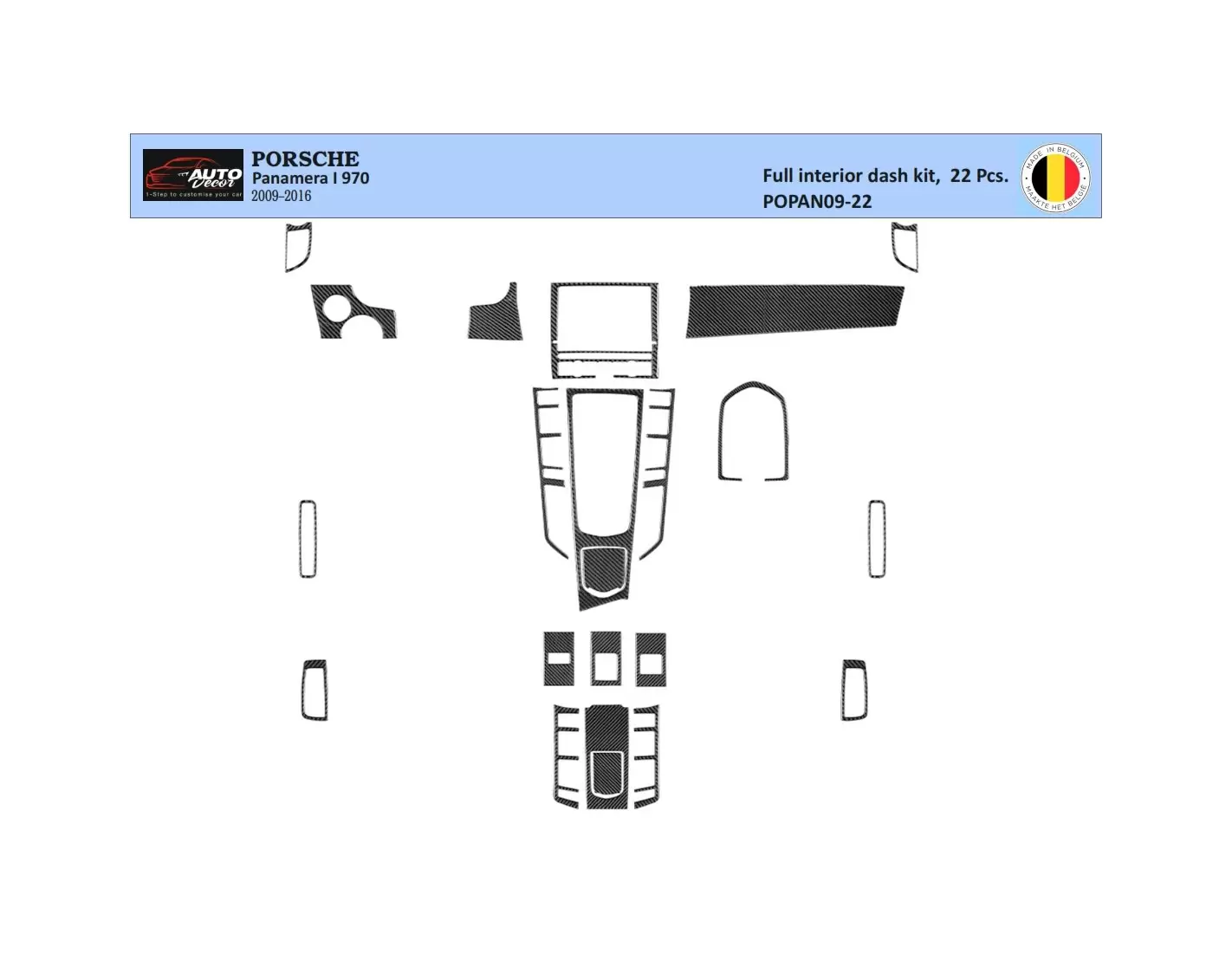 Porsche Panamera 2009-2015 Cruscotto Rivestimenti interni 22 -Teile