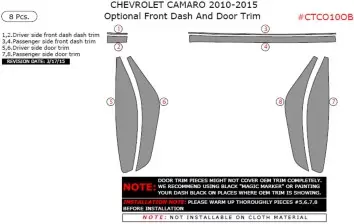 Chevrolet Camaro 2010-2015 Cruscotto Rivestimenti interni Optional Front Dash And Door Trim 8 Pcs.