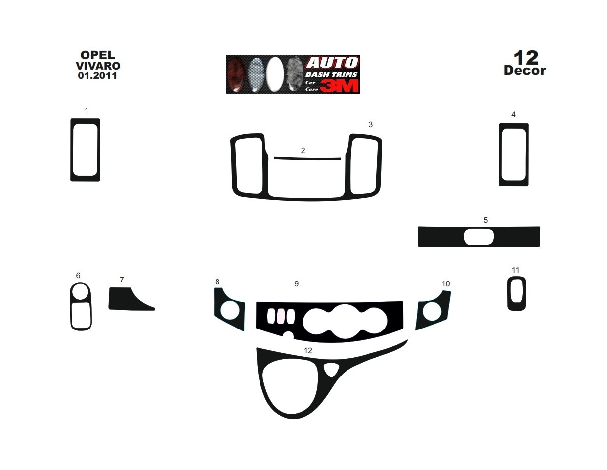 Renault Trafic-Nissan Primastar 01.2011 Digi Kit Rivestimento Cruscotto all'interno del veicolo Cruscotti personalizzati 12-Deco