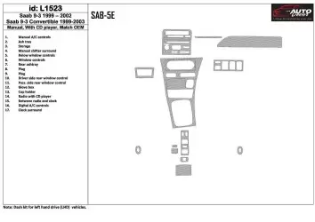 Saab 9-3 1999-2002 Automatic Gearbox, With CD Player, OEM Compliance, 18 Parts set Cruscotto BD Rivestimenti interni