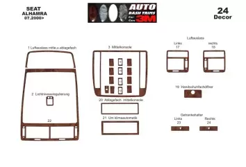Seat Alhambra 07.00 - 12.09 Kit Rivestimento Cruscotto all'interno del veicolo Cruscotti personalizzati 24-Decori