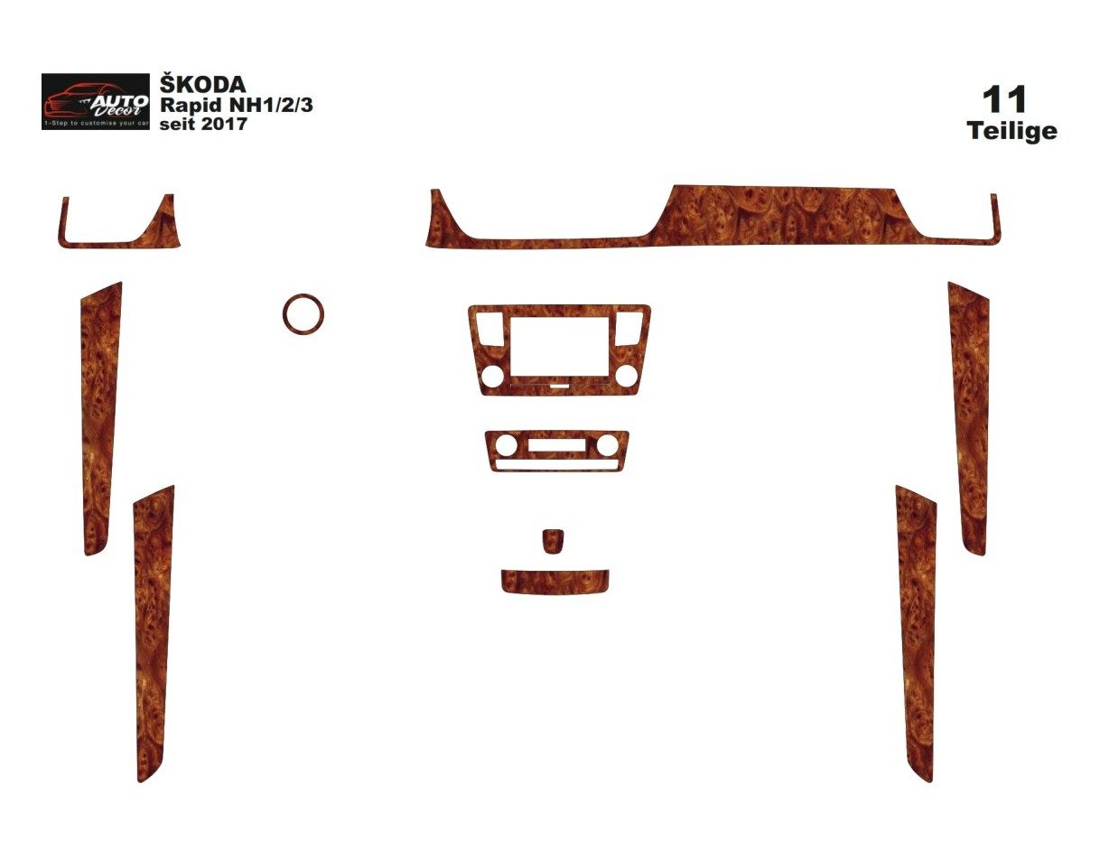 Skoda Rapid 2018 Kit Rivestimento Cruscotto all'interno del veicolo Cruscotti personalizzati 11-Decori