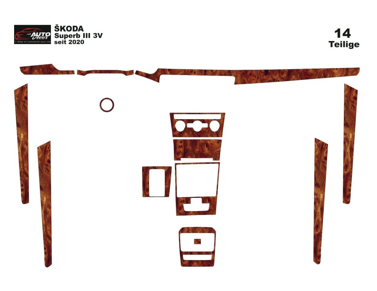 Skoda SuperB 2014 Kit Rivestimento Cruscotto all'interno del veicolo Cruscotti personalizzati 14-Decori