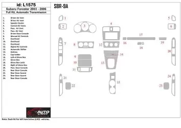 Subaru Forester 2003-2006 Full Set, Automatic Gear Cruscotto BD Rivestimenti interni