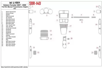 Subaru Forester 2007-2008 Full Set, Manual Gear Box, Automatic AC Cruscotto BD Rivestimenti interni