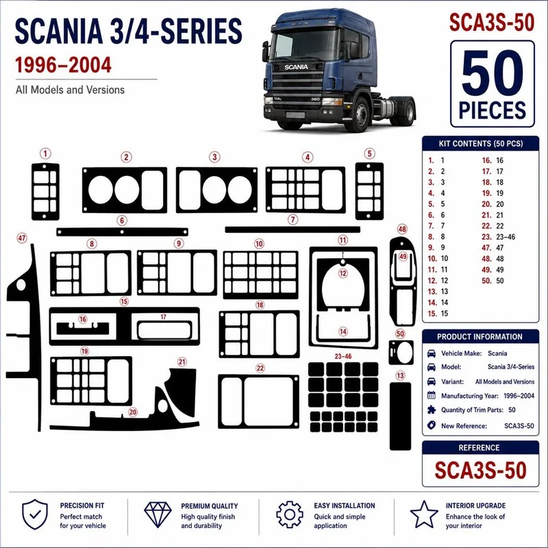 Scania Scania 4-Series 1996-2004 kit cruscotto 3D, 50 pezzi