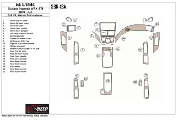 Subaru Impreza 2009-UP Full Set, Manual Gear Box Cruscotto BD Rivestimenti interni
