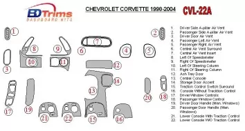 Chevrolet Corvette 1998-2004 Full Set Cruscotto BD Rivestimenti interni