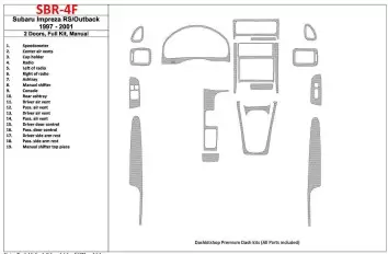 Subaru Impreza RS 1997-UP 2 Doors, Manual Gearbox, Full Set, 19 Parts set Cruscotto BD Rivestimenti interni