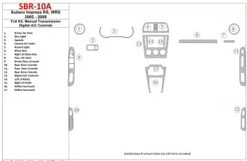 Subaru Impreza WRX 2005-2008 Full Set, Manual Gear Box, Automatic AC Control Cruscotto BD Rivestimenti interni