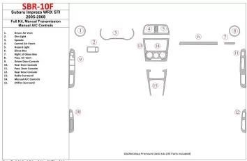 Subaru Impreza WRX 2005-2008 Full Set, Manual Gear Box, Manual Gearbox AC Control Cruscotto BD Rivestimenti interni
