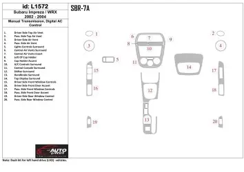 Subaru Impreza/WRX 2002-2004 Manual Gear Box, Automatic AC Control Cruscotto BD Rivestimenti interni